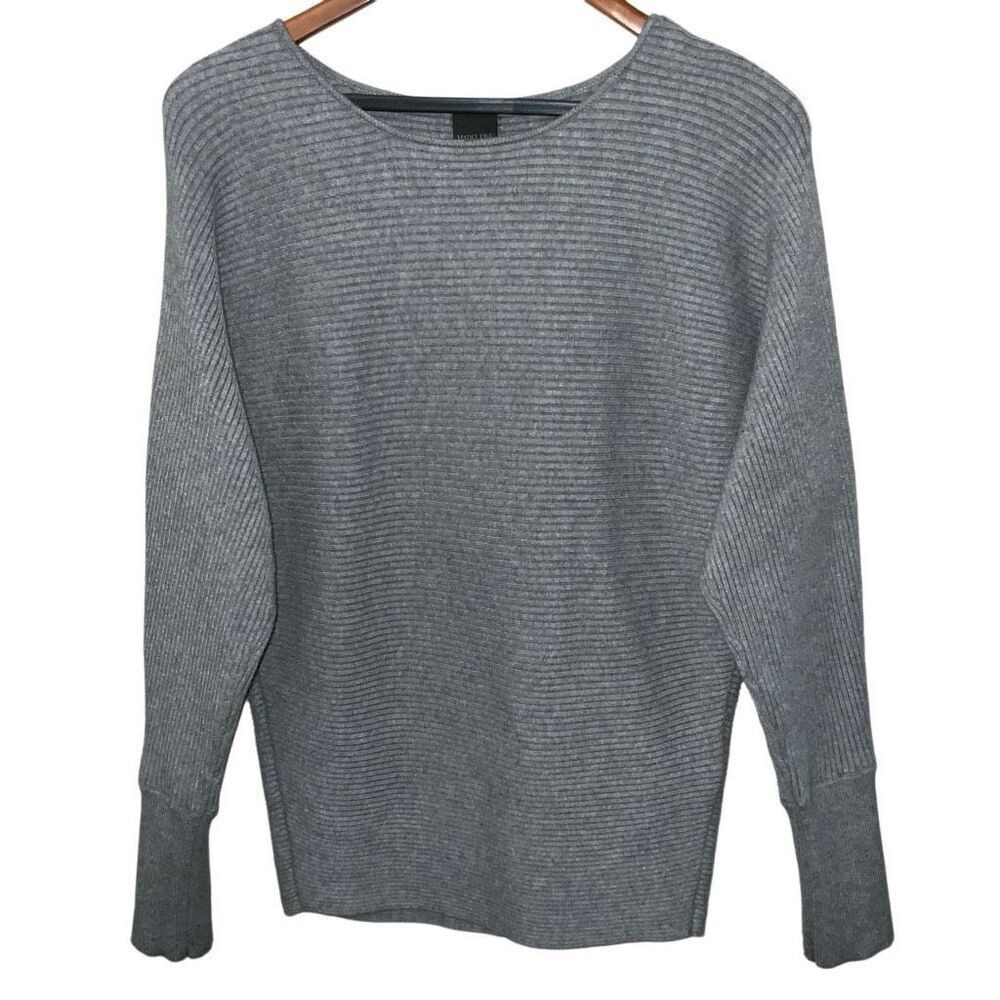 MADELEINE Gray Ribbed Knit Sweater size S
